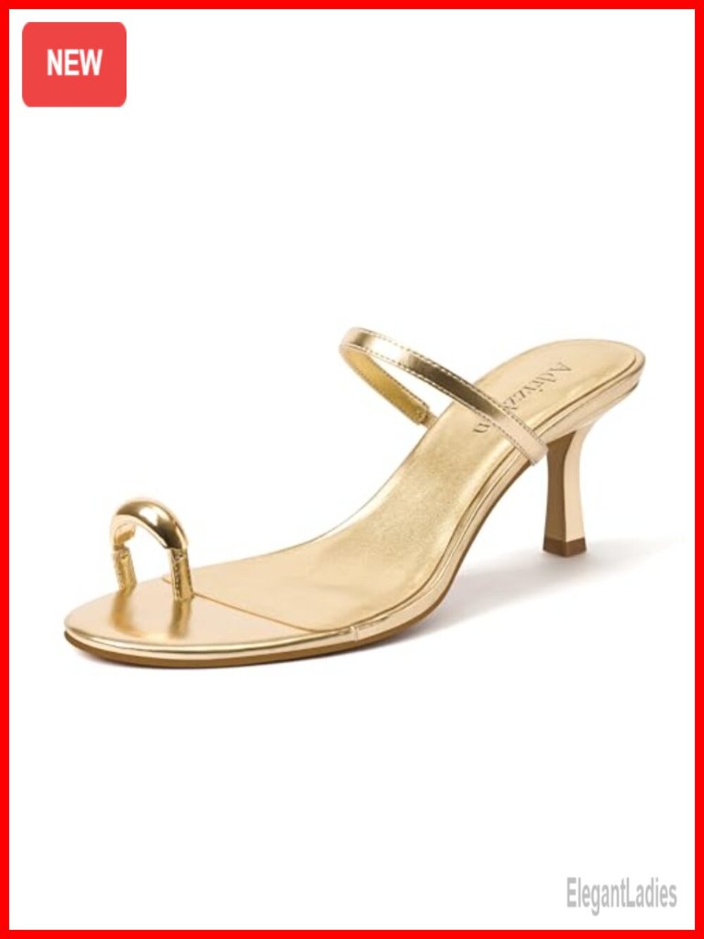Kitten Heel Sandals Metallic Toe Ring Open Toe Strappy Heeled Flip Flop